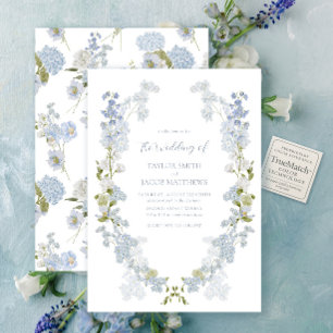 Convites Casamento Azul e Branco Elegante com Roteiro de Ja