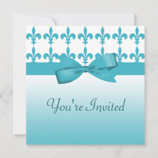 Convites Casamento Azul e Branco Fleur De Lis