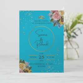 Convites Casamento azul e floral