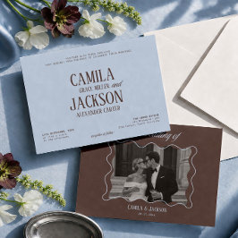 Convites Casamento Azul e Marrom
