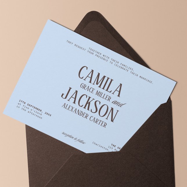 Convites Casamento Azul e Marrom  (Criador carregado)