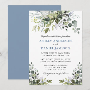 Convites Casamento Azul Elegante De Cor Verde