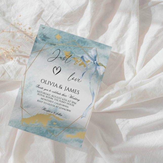 Convites Casamento Azul Elegante - Partido Clássico Moderno (Criador carregado)