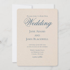 Convites Casamento Azul Elegante Serif Dusty