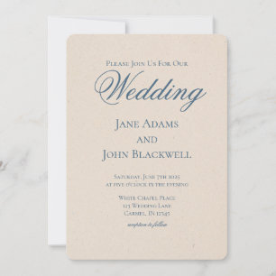 Convites Casamento Azul Elegante Serif Dusty