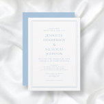 Convites Casamento Azul em Pó Formal Elegante<br><div class="desc">Cartão De Convite De Casamento Azul De Pó Elegante. Um elegante e clássico cheio de convite para casamento azul e branco para personalizá-lo com seus próprios detalhes pessoais de casamento. Um design simples, mas elegante, para uma celebração clássica de casamento de Maggie B Design Studio. Material de casamento e acessórios...</div>