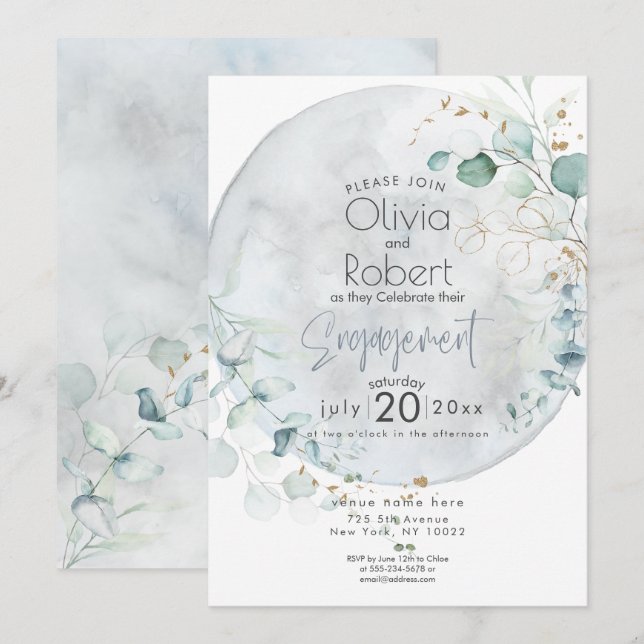 Convites Casamento | Azul Empoeirado Louca de Amor (Frente/Verso)