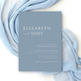 Convites Casamento Azul Empoeirado Minimalista Moderno e El