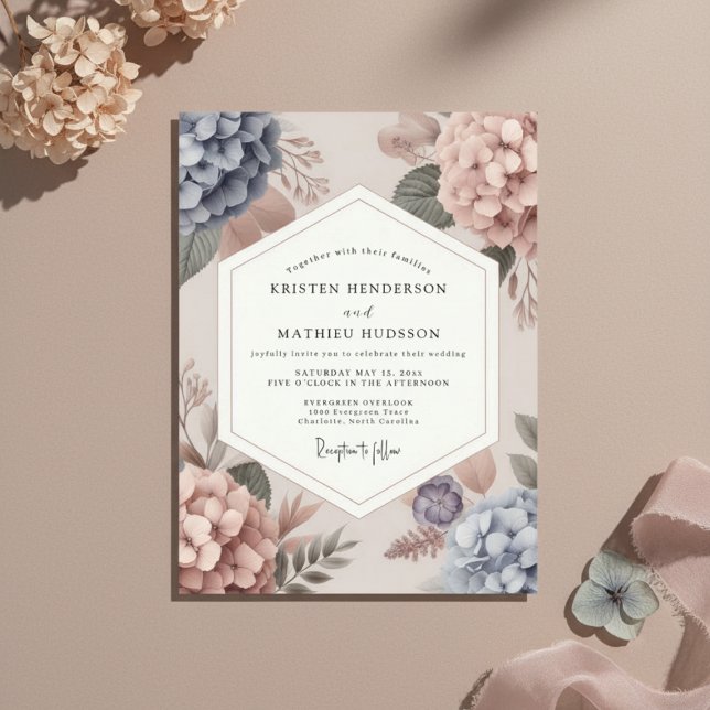 Convites Casamento Azul Floral Caprichoso (Criador carregado)