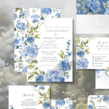 Casamento Azul Floral e Branco no Verão Elegante
