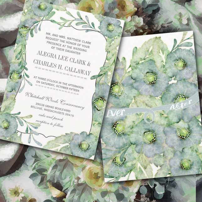 Convites Casamento Azul Floral e Verde (Criador carregado)