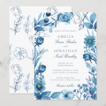 Casamento Azul Floral Elegante