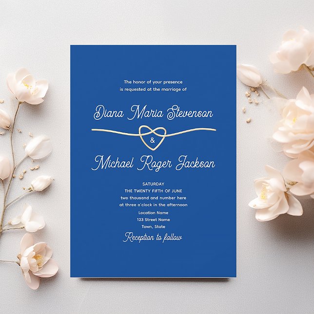 Convites Casamento Azul Formal Clássico (Criador carregado)