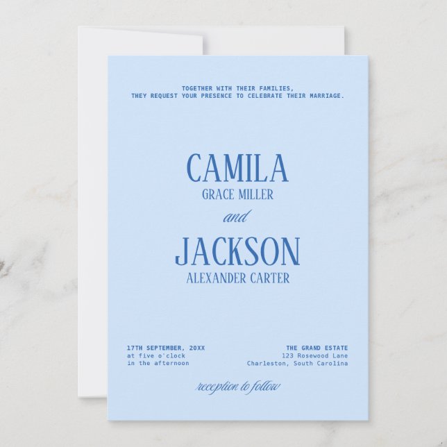 Convites Casamento Azul Frio  (Frente)