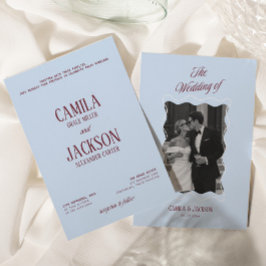 Convites Casamento Azul Frio e Borgonha