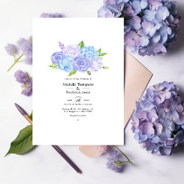 Convites Casamento Azul Hortênsia e Lavanda Clara