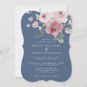 Convites Casamento Azul Luar Rosa Poeira