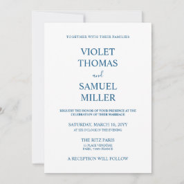 Convites Casamento Azul Luxo Minimalista