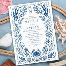 Casamento Azul Marinho Concha de Caranguejo Oceano