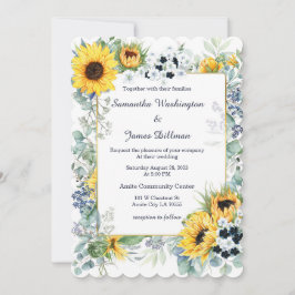 Convites Casamento Azul Marinho e Girassol