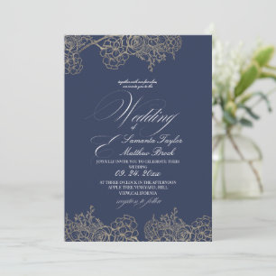 Convites Casamento Azul Marinho Moderno e Elegante