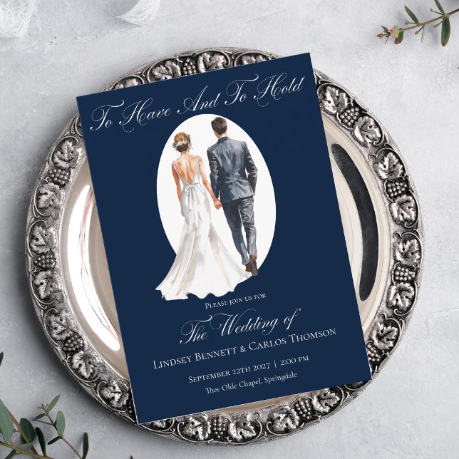 Convites Casamento Azul Marinho Para Ter e para Segurar (Criador carregado)