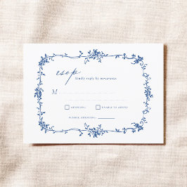 Convites Casamento Azul Marinho RSVP francês Vintage Vintag