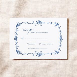 Convites Casamento Azul Marinho RSVP francês Vintage Vintag