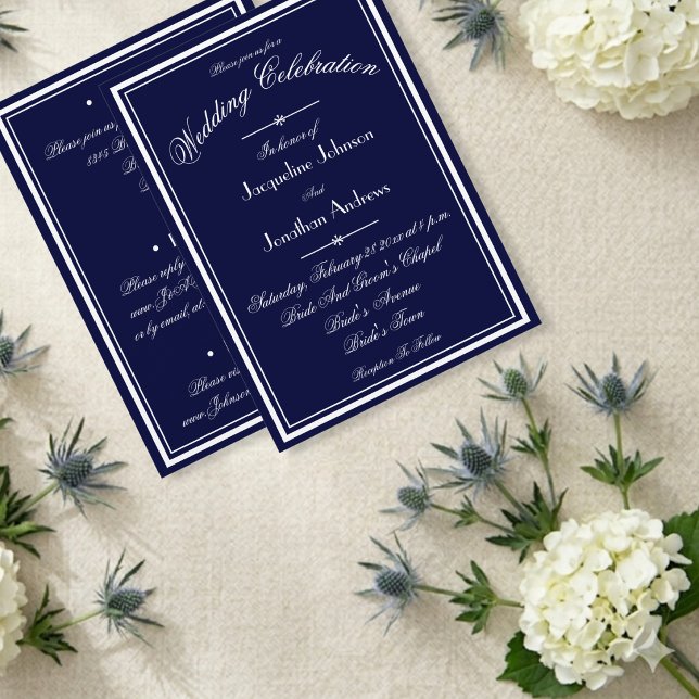 Convites Casamento Azul Marinho Tudo Em Um Script Branco WS (Gorgeous, to set the tone.)