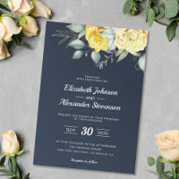 Casamento azul marinho verde-floral amarelo