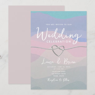 Convites Casamento Azul Minimalista Aquarela Moderna