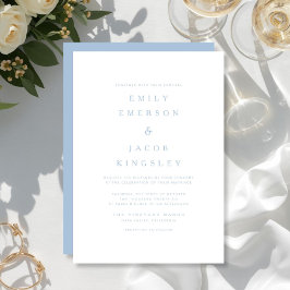Convites Casamento Azul Minimalista Elegante