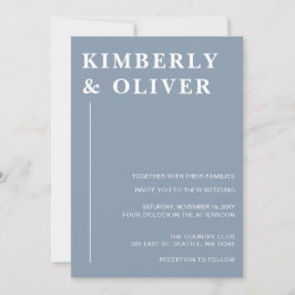 Convites Casamento Azul Mínimo e Moderno Simples