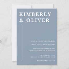 Convites Casamento Azul Mínimo e Moderno Simples