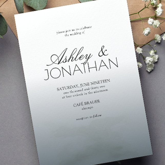 Convites Casamento Azul Moderno e Minimalista (Criador carregado)