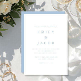 Convites Casamento Azul Moderno Minimalista