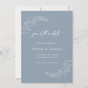 Convites Casamento Azul Moderno Minimalista Salva A Data