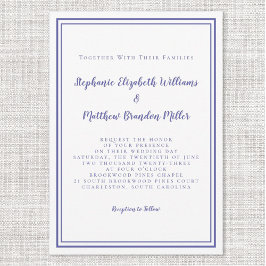 Convites Casamento Azul Moderno Minimalista Simples