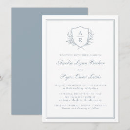 Convites Casamento Azul Monogramado