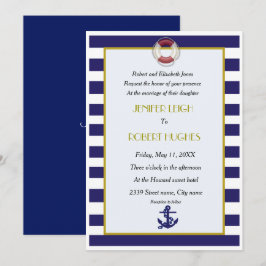 Convites Casamento azul-náutico e branco