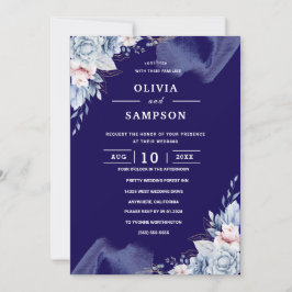 Convites Casamento azul naval elegante