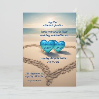 Convites Casamento azul oceânico com aquarela de verão