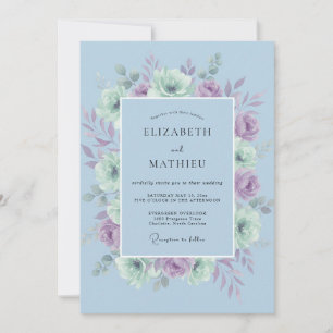 Convites Casamento Azul Pálido e Arejado de Primavera
