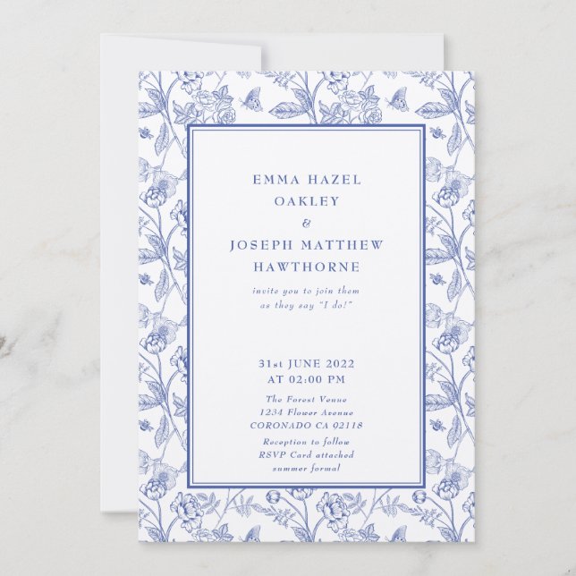 Convites Casamento azul-pastel da crista floral real da Vin (Frente)