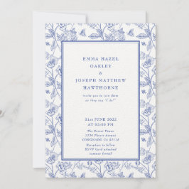 Convites Casamento azul-pastel da crista floral real da Vin