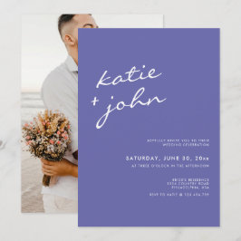 Convites Casamento Azul Pergueiro Minimalista Elegante