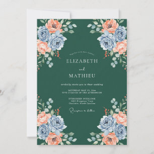 Convites Casamento Azul-petróleo Ardósia Ranunculus Eucalip