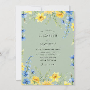 Convites Casamento Azul Pistache Narciso Eucalipto