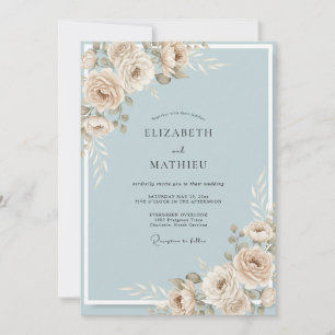 Convites Casamento Azul Pó Rosa Empoeirado