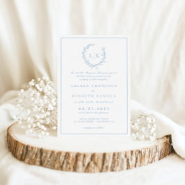 Convites Casamento Azul Poeirento Crista Folha Formal Tradi